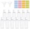 Silver 30ml Travel Bottles, 12pcs Clear Refillable Containers with 2 Funnels and Colorful Labels, Reusable Plastic Bottles for Shampoo, Lotions, Cosmetics
