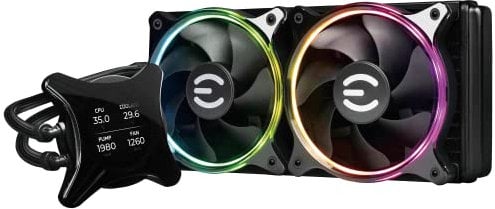 EVGA 400-HY-CX24-V1 computer cooling system Prozessor All-in-One-Flüssigkeitskühler 12 cm Schwarz