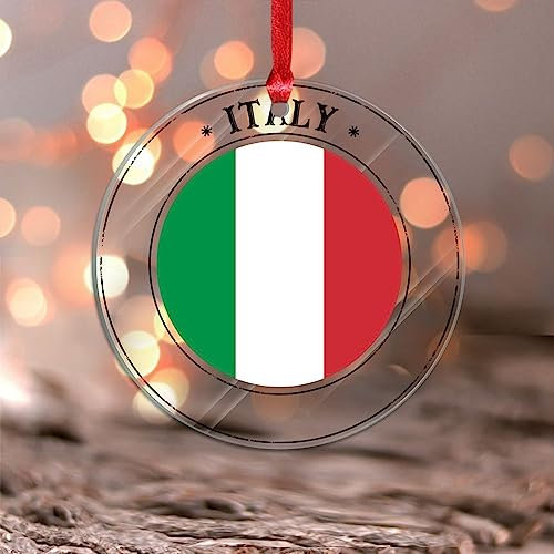 Yelolyio Weihnachtsschmuck Italien Nationalflagge Ornament für Weihnachtsbaum Dekor Italien Personalisierte Weihnachtsschmuck Urlaub Weihnachten Andenken Neujahr Geschenke