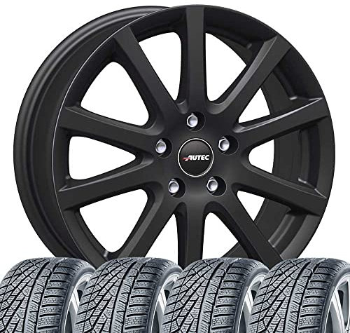 4 Winter Kompletträder 6,5x16 ET 45 4x100 Schwarz matt mit 205/60 R16 96H HAN Kinergy 4S 2 H750 XL M+S 3PMSF kompatibel mit Dacia Jogger Sandero