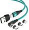 EBA Câble de données magnétique 540°, câble de données magnétique, câble de charge rapide, compatible avec i-produit, USB Type-C, micro USB (Vert, 2 Mètres)
