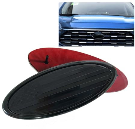 ontto 1 Stück 23cm US-Flagge Auto Hinteren Frontgrill Bumper Emblem Badge Aufkleber Passt für Ford F150 F250 F350 EcoSport Focus Edge Explorer Ranger Expedition Heckklappe Ersatzabdeckung Schwarz