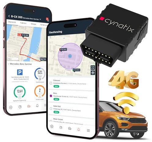 OHNE ABO | 4G-Pro Cynatix GPS Tracker Komplettpaket 2 Jahre | Echtzeit-Ortung inkl. SIM & App | Auto, LKW, Wohnmobil, Transporter