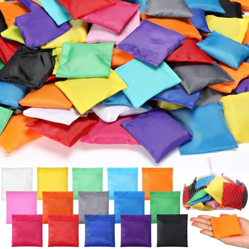 Syhood 150 Pcs Small Bean Bags for Tossing Mini Colorful Cornhole Nylon Bean Bags Bulk Tossing Outdoor Family Game Hand Toss Party Game for Boys Girls