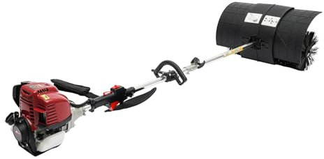 1000W 4Stroke Gas Power Brush, Broom Driveway Sweeper for Artificial Grass Snow Clean