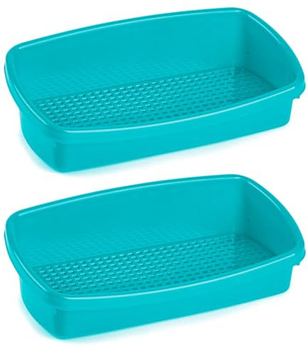 Acan Tradineur - Pack de 2 Estropajero de plástico con Rejilla extraíble - Recipiente para estropajos, Cocina, Ligero y Resistente - Fabricado en España - 8 x 26 x 13 cm - Color Turquesa