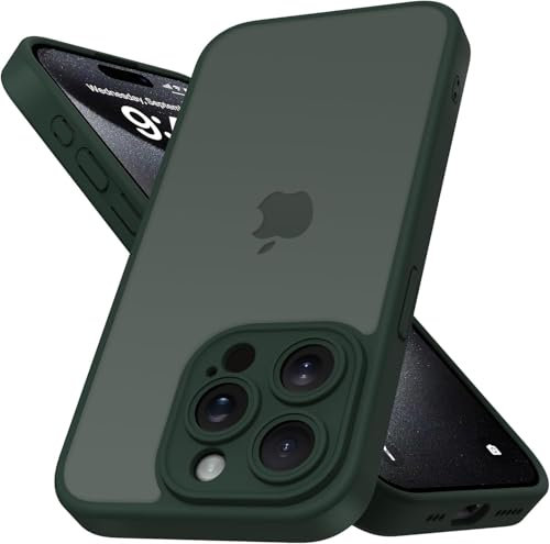 Mootobo für iPhone 15 Pro Max Hülle mit Kameraobjektiv, 10FT Military Grade Drop Protection Handyhülle mit Anti-Fingerprint Matte Back 6.7 Zoll - Deep Green