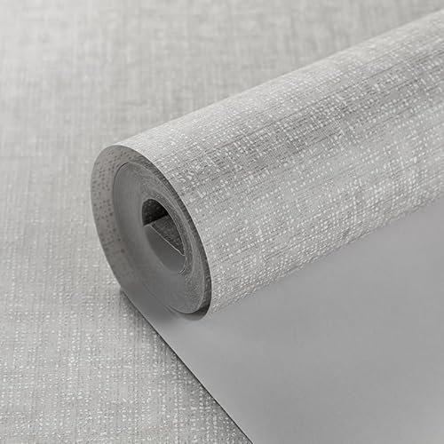 Trafagala Light Grey Linen Wallpaper Modern Plain Grey Textured Wallpaper Feature Hessian Wallpapers for Bedroom Living Room TV Background Hallway Dining Room Hallway and Stairs