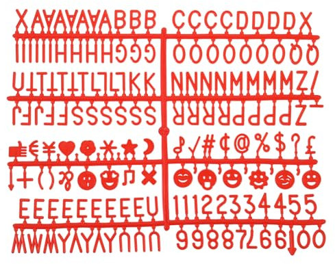 QUARKZMAN Filztafel-Buchstaben, rote 3/4-Zoll-Buchstaben, Zahlen, Symbole für austauschbare Kunststoff-Nachrichtentafeln, Dekoration, 3 Stück