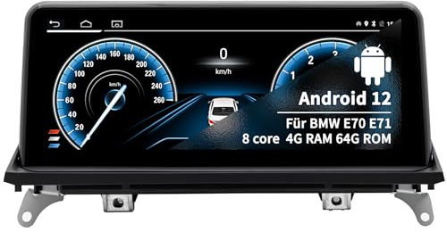 Radio de Coche para BMW X5 X6 E70 E71 2007 2008 2009 con Sistema CCC Android 12 8 Core 4+64 GB con GPS Carplay Sistema Android Auto iDrive, Pantalla Táctil de 10.25 Pulgadas Soporta Tarjeta SIM 4G