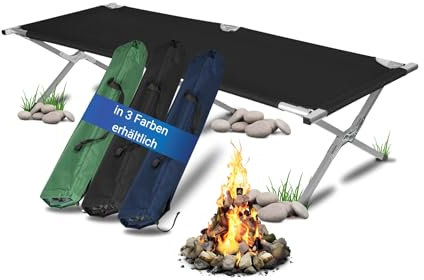 elasto PROMOTION FOR LIFE Feldbett klappbar fürs Camping - Bett ist leicht, stabil & schnell aufzubauen - Tragelast bis 130 kg - Gästebett & Camping Liege inkl. Tragetasche, Farbe:Schwarz