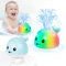 Whale Badespielzeug, wiederaufladbares Baby Badespielzeug, Sprühwasser Licht 6-12 12-18 Monate, Sprinkler Wasser Pool Badewanne Spielzeug für Kleinkinder 1-3 2-4 Jungen Mädchen Kleinkind Kinder,Blau