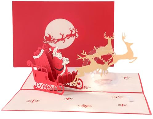scicent Weihnachtskarten mit Umschlag Pop-Up Weihnachtskarte Weihnachtsmann Glückwunschkarten 3D Weihnachtswunschkarte Geeignet für Weihnachten, Partythemen, Geburtstage - 20946