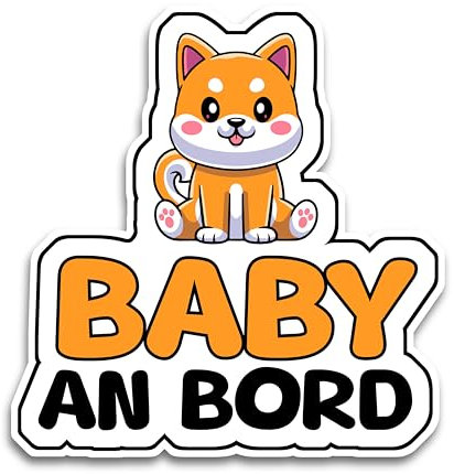 Baby on Board Aufkleber Auto, Baby Shiba Auto Aufkleber, Baby on Board Sticker 15.5 x 15 cm, Wetterfest und UV-Beständig aufkleber auto, Sticker Baby und Auto Baby für sichere Fahrten mit Ihrem Kind