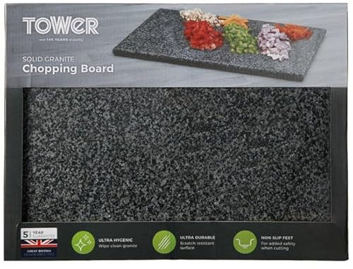 New Quality Solid Granite Chopping Board - Dark Grey with Non Slip Feet