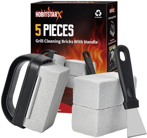Grillstein, Grillziegel, Reinigungsblock, Grillreiniger, Bimsstein für Blackstone, Grillzubehör, flache Oberseite, 3 Stück Grill-Reinigungssteine mit Griff