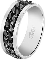 LOTUS STYLE Anillos Hombre - Anillo Acero Inoxidable Hombre 316L - Diseño Ergonómico y Ajuste Perfecto Talla 22 - Plateado LS2394-3/222 23.50 mm - Resistente al Agua