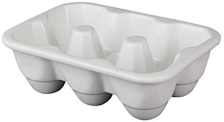 Angoily Contenitore Porta Uova in Ceramica Bianca Per Frigorifero, Vassoio Salva-uova 6 Griglie Compatto Scanalature Protettive, Espositore Per Uova Di Pasqua Decorativo e Pratico