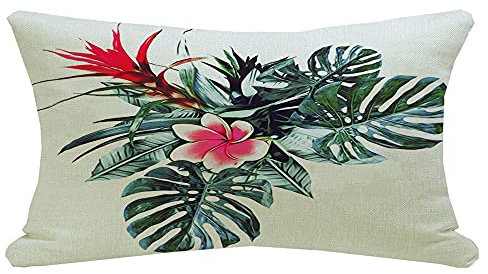 Kissenbezüge Tropische Palme Blume Pflanze Aquarell Vorlage Lebendige Handgemalte Natur Zeichnung Texturen Kopfkissenbezug Waschbar Zierkissenbezug Moderne Kissenhülle Packung Für Balkon 40x60cm