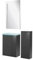 FACKELMANN Luna Gäste-WC Set 5-teilig – Badezimmer-Set mit Waschbeckenunterschrank, Glas-Waschbecken mit Beleuchtung, Midischrank & LED-Spiegel – Anthrazit Hochglanz, 45 cm, Made in Germany