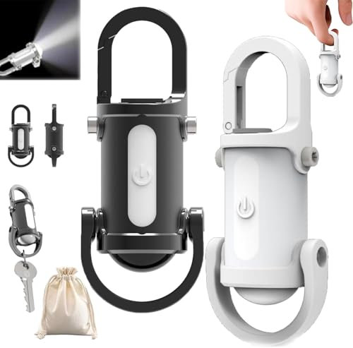 Rechargeable 1200 Lumens Lumilink Mini Torch, Tiny Compact and Portable Lumilink Chain Flashlight Keychain Mini, 3 in 1 Flashlight & Power Bank & Keychain for Emergency Power, Outdoor Camping (2Pcs-a)