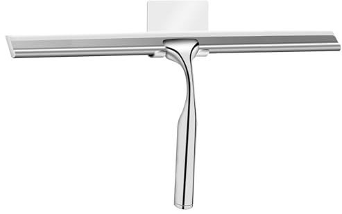 Duschabzieher Edelstahl Duschwischer - 12 Inch breit - ohne Bohren Silikon Abzieher Dusche Badezimmer Duschwandabzieher Fensterabzieher mit Haken Badabzieher