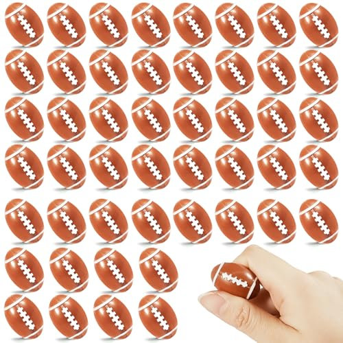 50 Pack 1.1 Inch Mini Resin Football Mini Sport Balls Mini Brown Football Small Resin Sports Ball for Birthday Gift Superbowl Decoration Football Themed Party