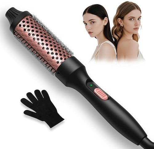 Thermal Brush 32mm, UKLISS Heated Round Brush 3 in 1, Heated Hair Styler with 392℉, Double Voltage Lightweight Hot Brushes for Hairstyle- Curly, Straight, Comb