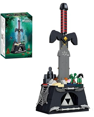 DzirePada Dunkel Link Schwert Bausteine Bausatz mit Basis, 392Stück Legende Schwert Klemmbausteine, Katana Waffe Modell Spielzeug, Ideen Geschenke für Kinder Erwachsene
