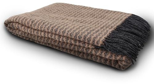 GLAESER Wohndecke - fair de Luxe Wolle pur | Wolldecke aus 100% Wolle | Couchdecke/Sofadecke | Wohlfühlende und Anschmiegsame Kuscheldecke | (Peat Cuban Sand)