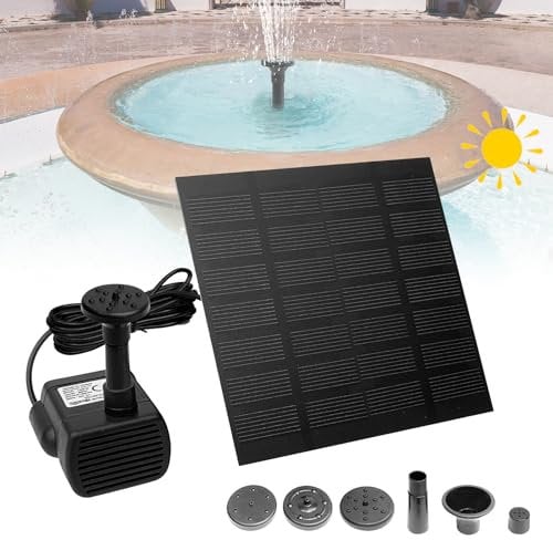 YZNAHRE Solar Teichpumpen Set mit Solar Brunnenpumpe, 1,8 W 7 V Solar Wasserpumpe für Garten, Fischbehälter, kleinen Teich und Vogelbad, 180 L/H