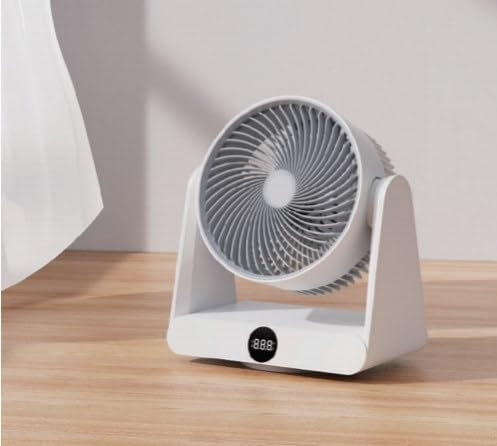 GuKKK Ventilateur Ultra Silencieux 28DB, Portable Ventilateur de Table, Ventilateur Circulateur d'Air pour Bureau avec 12 Vitesses 12h Minuterie, Télécommande, Inclinaison Réglable,pour Chambre/Bureau
