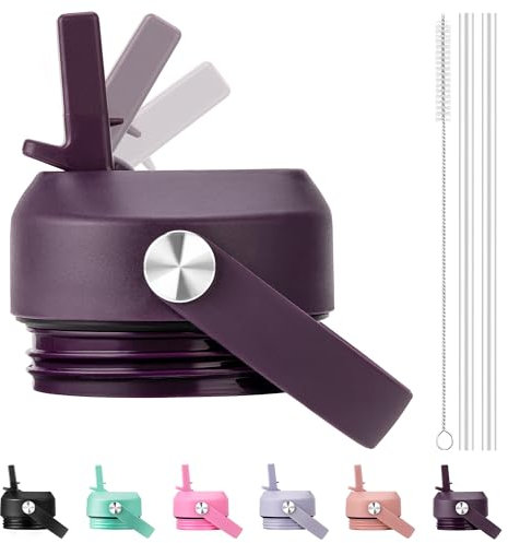 Bluwing Straw Lid for Yeti Rambler Bottle 12 18 26 36 64 oz, Replacement Straw Caps Lids with Flexible Handle for YETI Rambler Water Bottle(Nordic Purple)