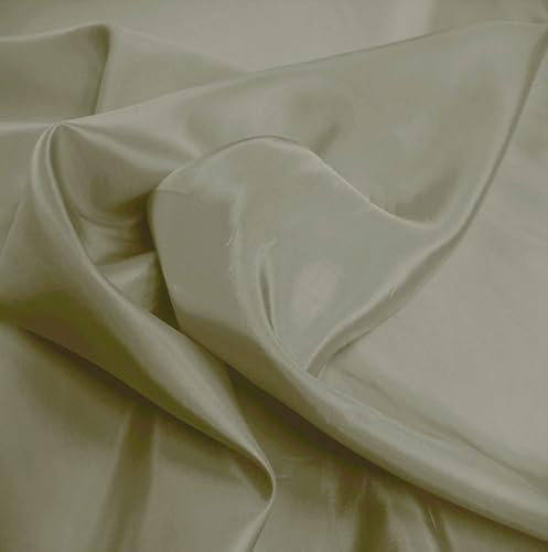 TOLKO Futterstoff Meterware Futter-Taft | Blickdicht knitterarm | universal Stoff Dekostoff Kleiderstoff Hochzeitsstoff Kostümstoff | Stoffe zum Nähen Meterware Dekorieren (Khaki Grau)