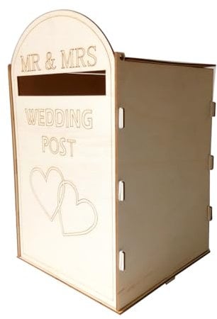 DIY Wooden Wedding Mailbox Post Box with Lock Rustic Hollow Card Holder for ReceptWedding Anniversary ParDecoration