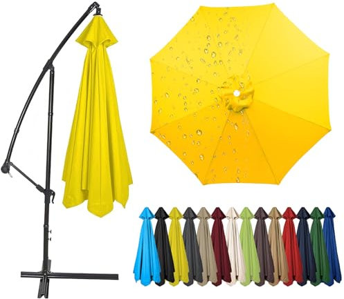 Auvent De Remplacement pour Parasol 4,0/3,5/3,0/2,8/2,7/2,5/2,3/2,0 Mètres 6/8 Baleines, Toile De Parasol Remplacement Pour Parasol de Marché, Jardin, Terrasse (Jaune,3.0m / 8 Ribs)