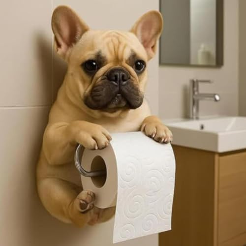 Porte Papier Toilette Mural en Forme De Chien pour Salle De Bain | jolies Porte Serviettes En Papier 3D En Forme De Chien, Support De Papier Toilettes À Animaux Muraux Monté En Résine