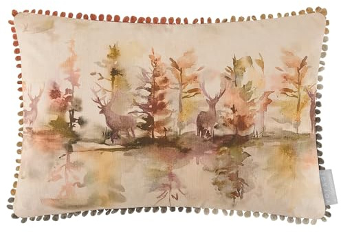 Voyage Maison Wilderness Feather Filled Cushion – Woodland Watercolour Cotton Blend Luxury Home Decor (Plum - 40x60cm)