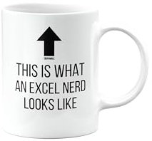 Funny Mug for Excel Nerd, Joke, Silly, Happy Birthday Gifts for Men or Women, Secret Santa, Presents for Christmas, Cup, This is What a Nerd Looks Like, mm-CA_343a_145