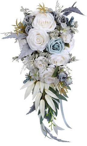 CEHJZQRPL Calla-Lilie, Wassertropfen, Wasserfall, romantische Hochzeit, künstliche Blumensträuße, kaskadierende Brautsträuße