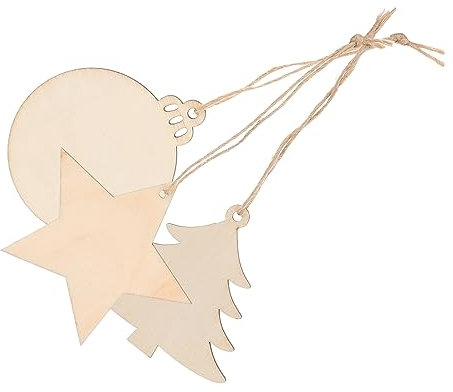 DIYEAH 30 Stück Weihnachtsbaum Holzornamente Teiliges Diy Holzschnitt Deko für Weihnachten Sterne Kugeln Baum Anhänger für Bastelprojekte Hausdekoration und Geschenketiketten