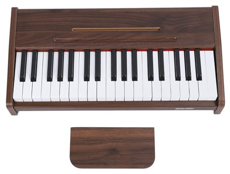 Jectse 37 Teclado Piano, Teclado de Música Portátil con Teclas Iluminadas, Teclado de Piano Electrónico de Patrón de Granos de Nogal para Adultos Principiantes para Adultos
