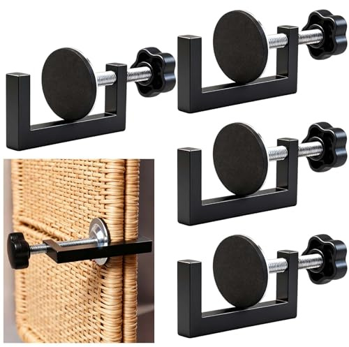 INJOYTEC 4PCS Adjustable Sectional Couch Sofa Funiture Clamp, Outdoor Patio Clips, Patio Furniture Clips for Keeping Furniture Together, Max 2.28 inch Adjustable