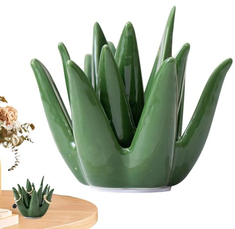 Aloe Ring Holder – Ceramic Jewellery Display Stand, and Plant-shaped Organizer | Jewellery Holder for Bracelets Earrings Necklaces for Decorative Trinkets for Weddings Birthday