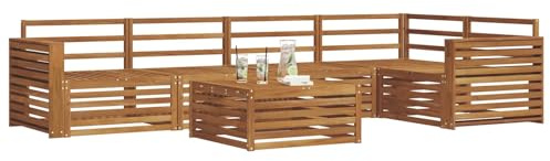 vidaXL Outdoor-Sofagarnitur 6 pcs Natur Massivholz Akazie, Gartenmöbel, modernes Sofaset, Robustes Lounge-Set, gemütlicher Terrasse-Bereich zum Entspannen
