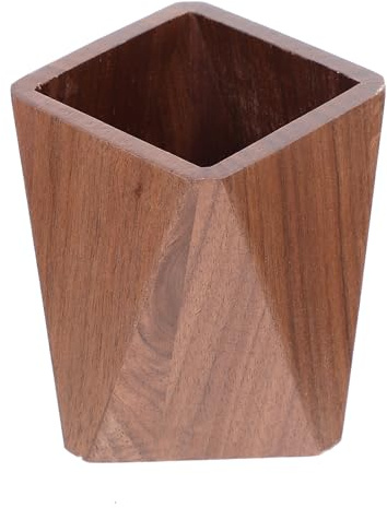 HOMOCONO Porte-Stylo de Bureau en Bois Pot à Stylos Forme Diamant pour Rangement Papeterie et Coffret Stylo Personnalisable