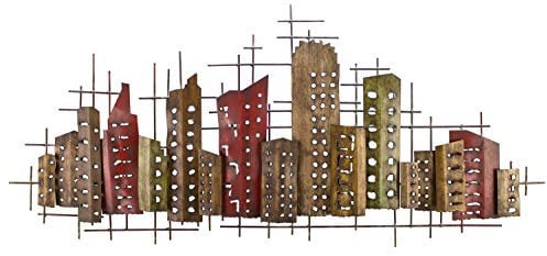 KunstLoft Wanddeko Metall | 100% HANDGEFERTIGT | 130x60x6cm | Wandbild Metall 'Complex Entity' | Abstrakte Skulpturen | Braun Rot | Wandskulptur | Metalldeko Wand Wohnzimmer