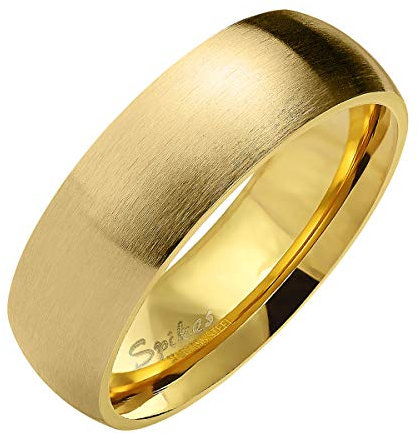 Piersando Band Ring Edelstahl Matt Gebürstet Bandring Ehering Partnerring Trauring Verlobungsring Damen Herren Gold Größe 55 (17.5) Breit 6mm