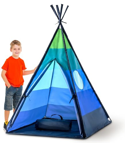 USA Toyz Happy Hut Tipi-Zelt für Jungen und Mädchen, wasserdicht, einfach aufzubauen, inklusive tragbarer Aufbewahrungstasche (Blau)