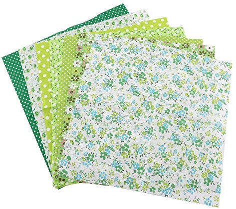 7 Stück 50 X 50 Cm Baumwollstoffe Diy Blumen Punkte Sortierte Quadrate Vorgeschnittene Viertel Bündel Patchwork Heimtextilien Zum Nähen Quilten (Grün)